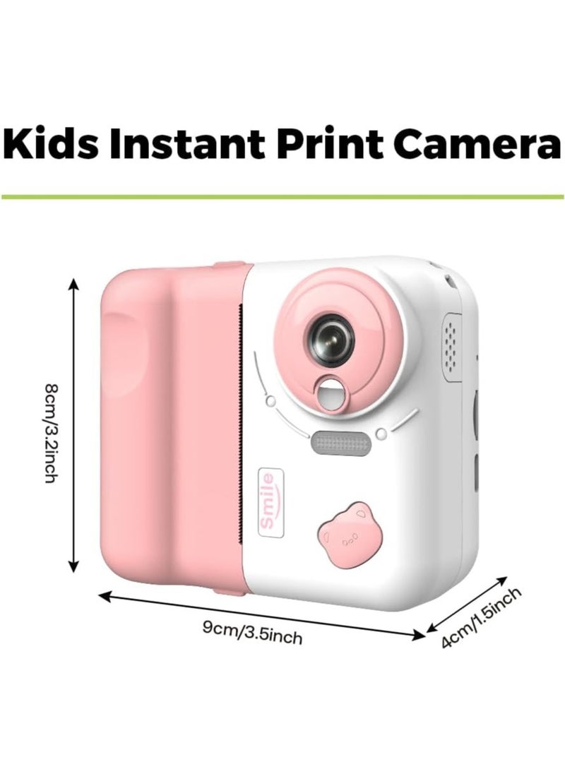 Kids Instant Print Camera Kids Camera 1080P Digital Camera for Kids 2.4 Inch IPS Screen 10X Zoom Built-in Battery with Thermal Printing Paper Color Pens Neck Strap 32GB TF Card Birthday Festival Gift