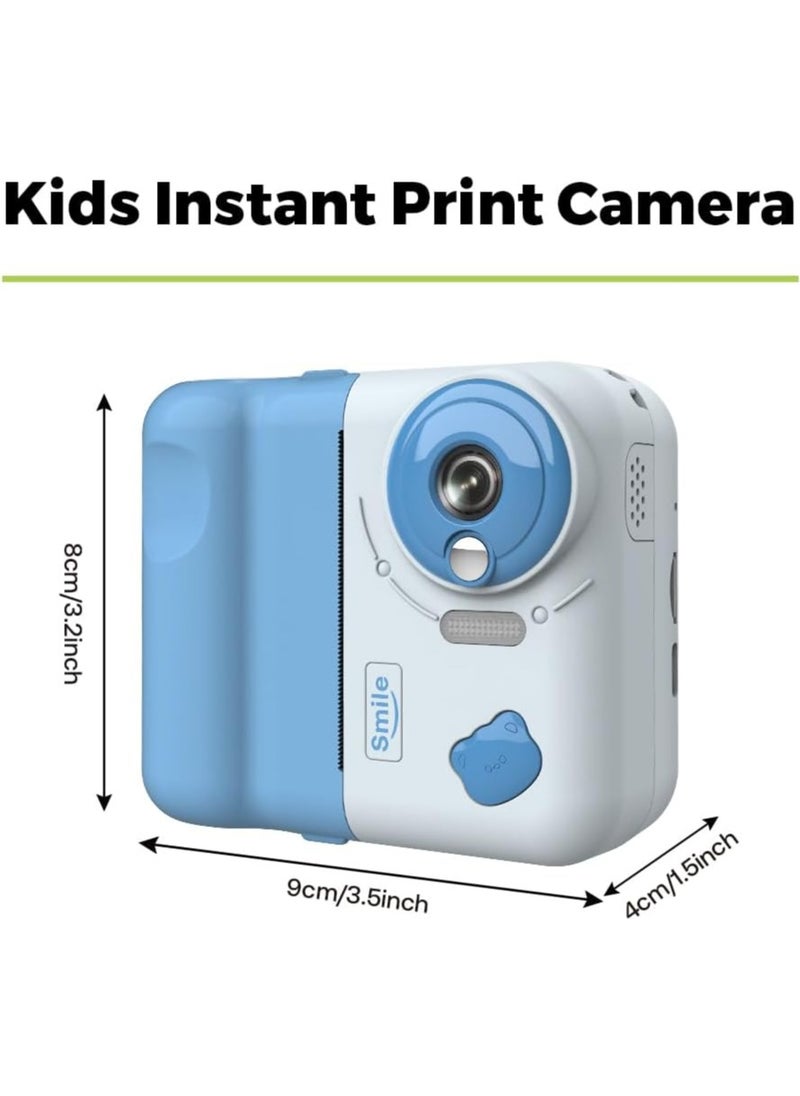 Kids Instant Print Camera Kids Camera 1080P Digital Camera for Kids 2.4 Inch IPS Screen 10X Zoom Built-in Battery with Thermal Printing Paper Color Pens Neck Strap 32GB TF Card Birthday Festival Gift