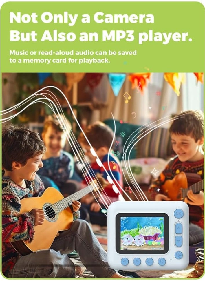 Kids Instant Print Camera Kids Camera 1080P Digital Camera for Kids 2.4 Inch IPS Screen 10X Zoom Built-in Battery with Thermal Printing Paper Color Pens Neck Strap 32GB TF Card Birthday Festival Gift