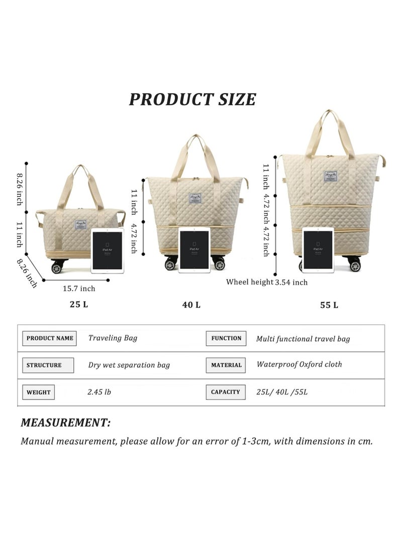 Luggage compartment, foldable and detachable rolling luggage bag, portable travel suitcase travel bag, suitable for men's and women's travel or business