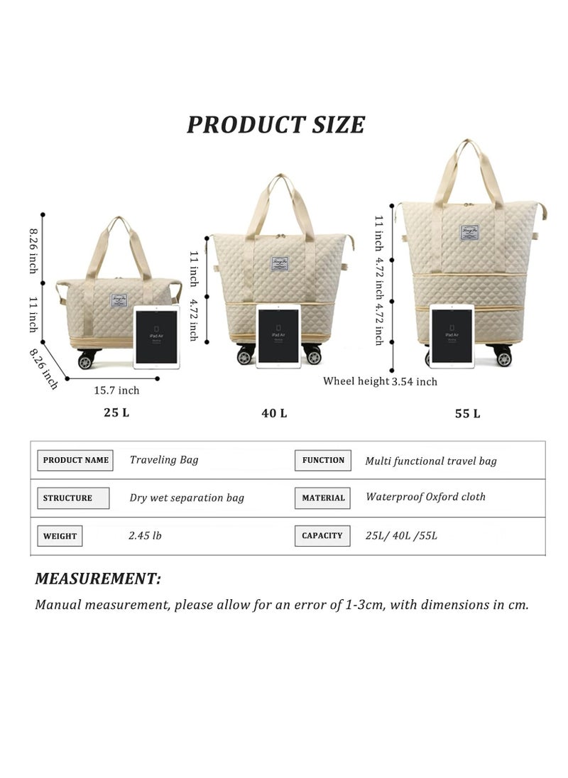 Luggage compartment, foldable and detachable rolling luggage bag, portable travel suitcase travel bag, suitable for men's and women's travel or business