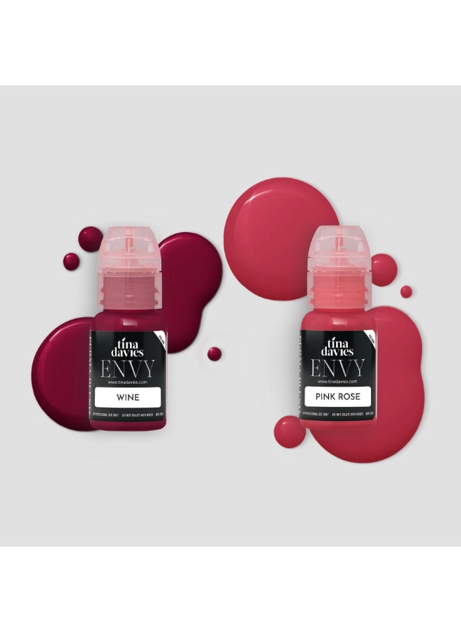 Tina Davies Professional Lip Pigment - Permanent Lip Makeup - Colors Heal True To Tone - High Retention Tina Davies Envy Lip Pigment Full Collection 6X 15 Ml