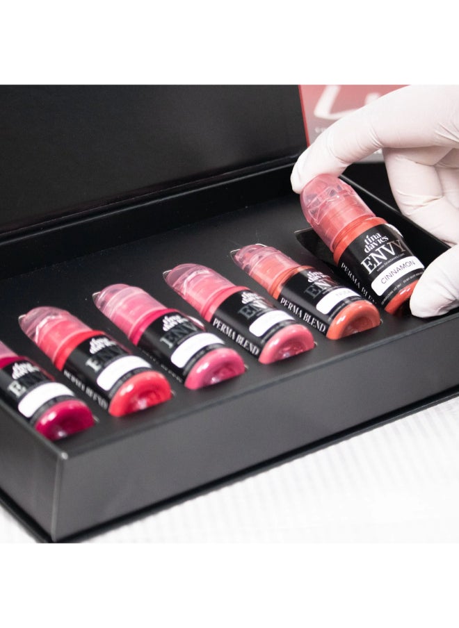 Tina Davies Professional Lip Pigment - Permanent Lip Makeup - Colors Heal True To Tone - High Retention Tina Davies Envy Lip Pigment Full Collection 6X 15 Ml