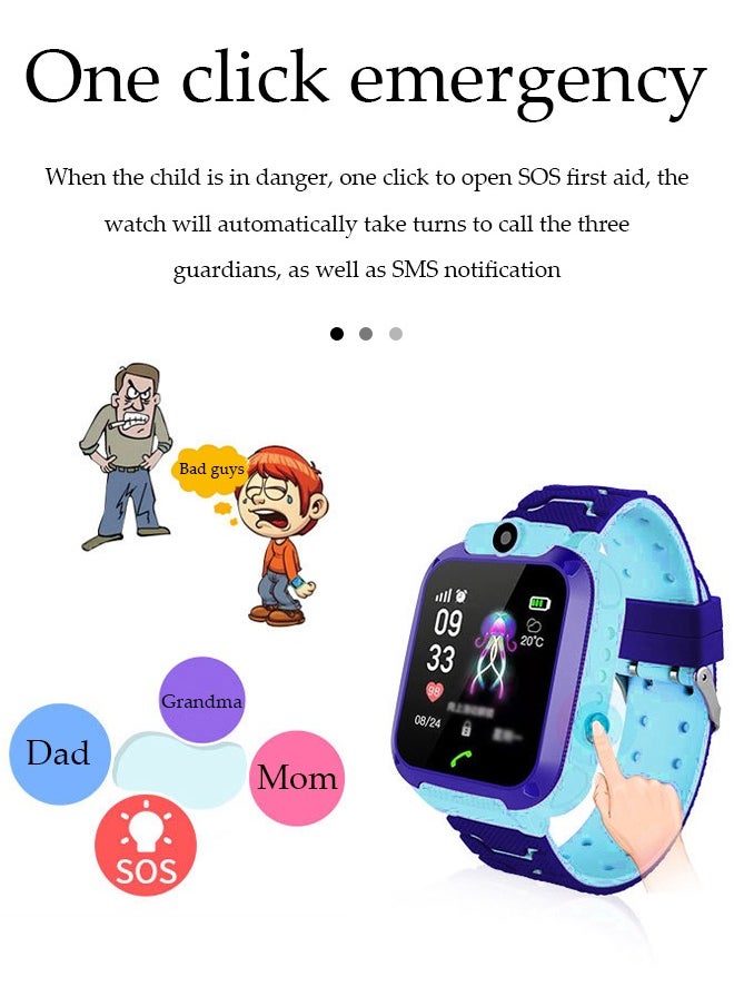 Kids Smart Watch，Positionable Smartwatch，Ip67 Waterproof System， With High Definition Touch Screen ，Camera, Music Player, Alarm Clock，Suitable For Boys And Girls Aged 6 To10