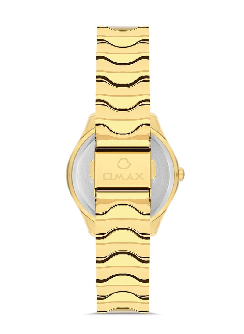 Omax Women's Luxury Wristwatch, Watches for Women, Stainless Watches, Classic Gold Steel Band, White Round Dial, Waterproof Watch, 1 Year Warranty