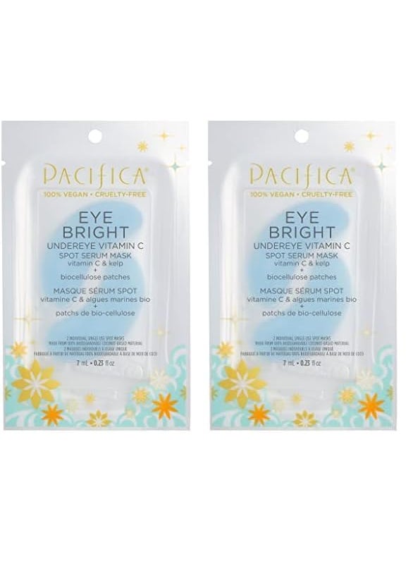 Pacifica Beauty Eye Bright Vitamin C Spot Serum Mask Under Eye Patches Brightening Moisturizing Plumping for all Skin Types PlantBased Vegan  Cruelty Free Blue 1 Count Pack of 2