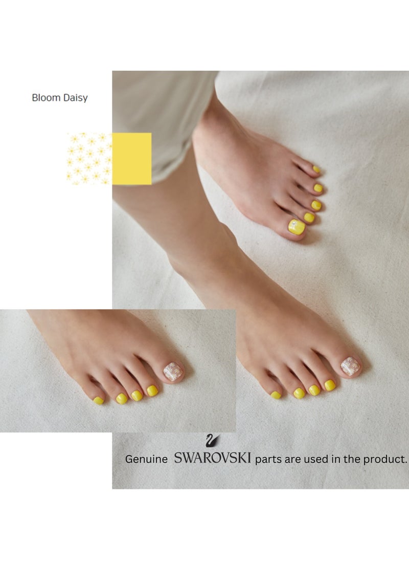 Bloom Daisy Korean Pedicure of 35 Piece Nail Art with Genuine Swarovski Crystals – Elegant, Long-Lasting Pedicure