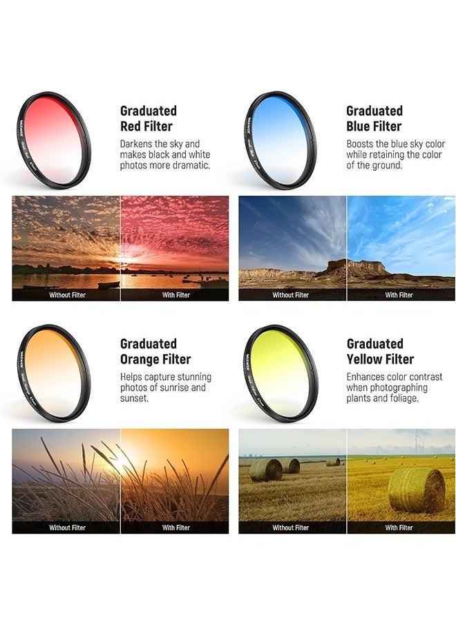 NEEWER Clip On 67mm Phone ND Filter Kit, Upgraded Lens Clip Cold Shoe Mount/Locking Knob, CPL/ND32/6 Point Star/4 Graduated Color Filter Compatible Support multiple mobile phone lenses