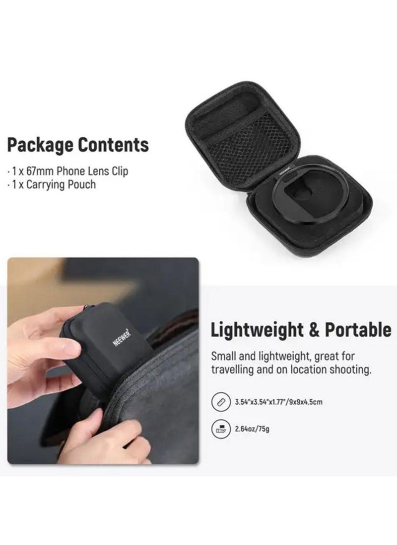 67mm Mobile Phone Filter Holder with Top Cold Shoe Mount – Compatible with iPhone 15/14/13/12, No Light Leakage, Supports 67mm Threaded Filters, Large Framework for Unobstructed Camera Use