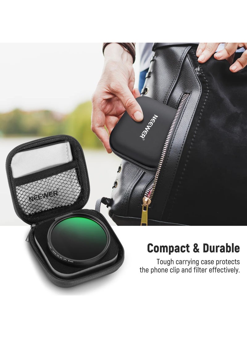 NEEWER 67mm Adjustable Phone CPL Filter with Cold Shoe Clip, Multi-Coated HD Optical Glass, Metal Frame, Compatible with iPhone, Samsung, Huawei, Mobile Camera Lens Filter Kit
