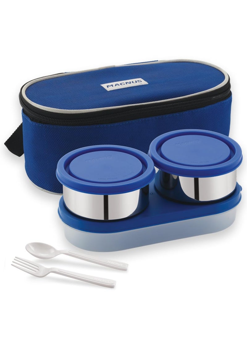 Magnus Super 3 Lunch Box Set | Stainless Steel Lunch Box for Kids | Leak-Proof Lunch Boxes for Office Men & Women | Compact, Air-Tight Design | 1010 ml, Blue