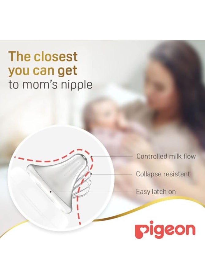 Pigeon SofTouch Peristaltic Plus Wide Neck Glass Nursing Bottle – 100% Silicone Nipple, BPA & BPS Free, 240ml