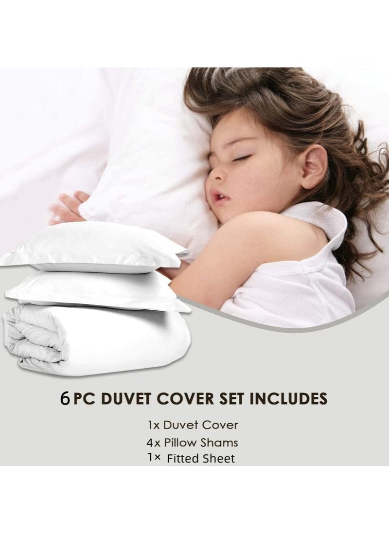 6 Piece King/Queen/Single size,  duvet cover set. set includes 1 Comforter Cover, 1 Fitted Bedsheet, 4 Pillowcases