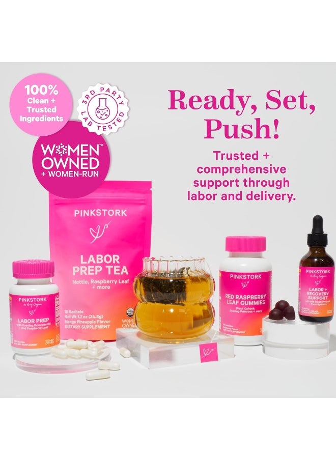 Pink Stork Labor Prep - Evening Primrose Oil Capsules with Red Raspberry Leaf Tea