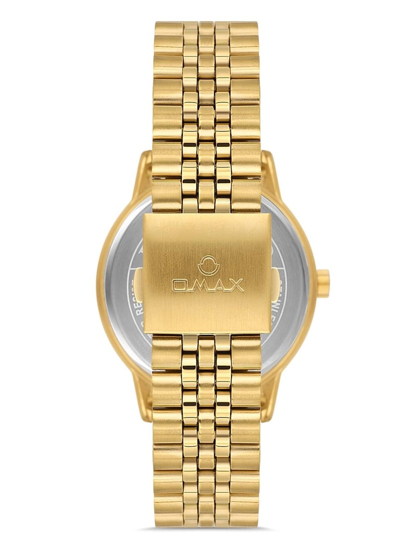 Omax Men's Full Gold Luxury Wrist Watch, Watches for Men, Stainless Watches, Steel Band, Date Round Dial, Waterproof Watch, 1 Year Warranty