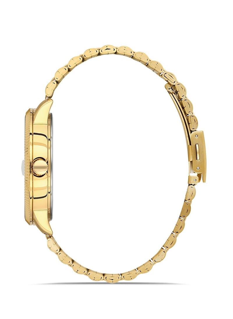 Omax Men's Full Gold Luxury Wrist Watch, Watches for Men, Stainless Watches, Steel Band, Date Round Dial, Waterproof Watch, 1 Year Warranty