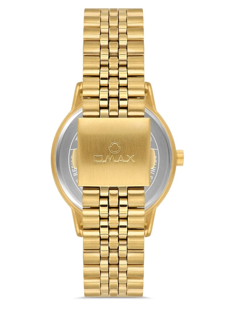 Omax Men's Gold Luxury Wrist Watch, Watches for Men, Stainless Watches, Steel Band, Date White Round Dial, Waterproof Watch, 1 Year Warranty