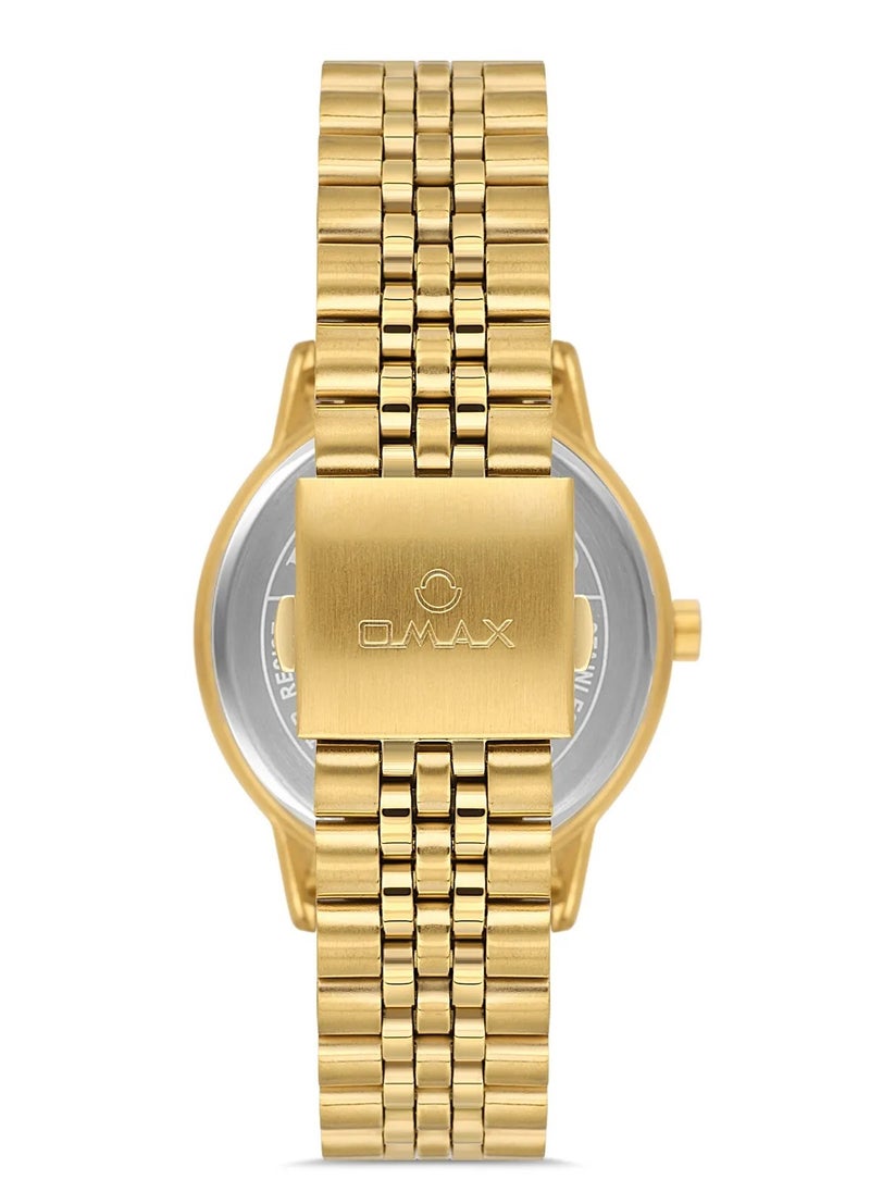 Omax Men's Gold Luxury Wrist Watch, Watches for Men, Stainless Watches, Steel Band, Date Black Round Dial, Waterproof Watch, 1 Year Warranty