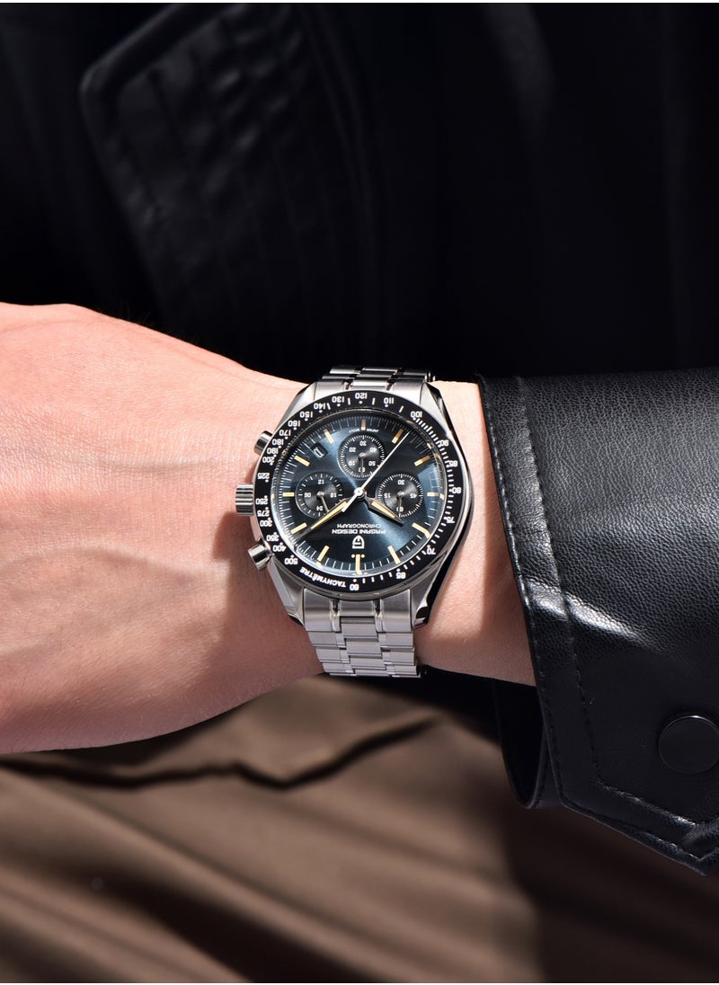 New Men's Quartz Chronograph Watches, Stainless Steel Waterproof Sports Watch, Sapphire Glass Dial, PD-1701