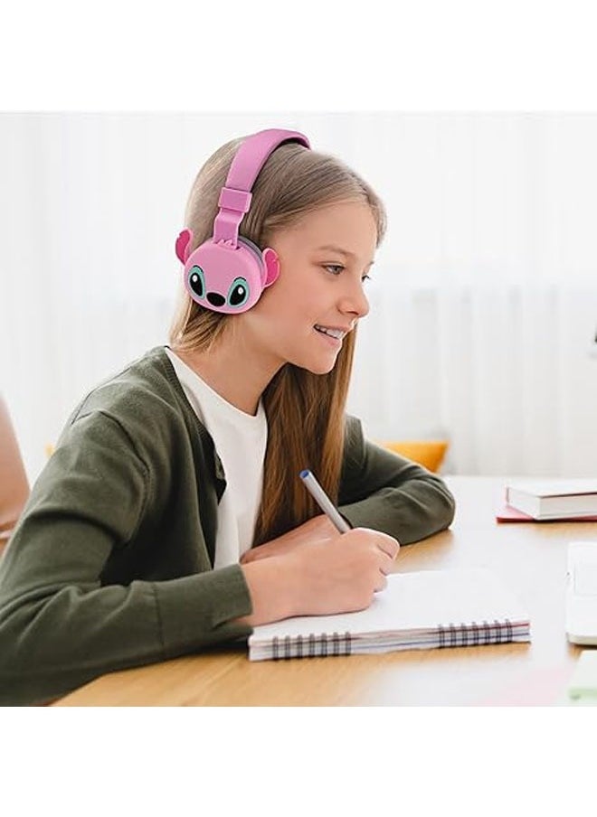 Wireless bluetooth headphones for kids, cute noise cancelling headphones with microphone/TF card, foldable headphones for kids, teens, girls, school, mobile phones, tablets