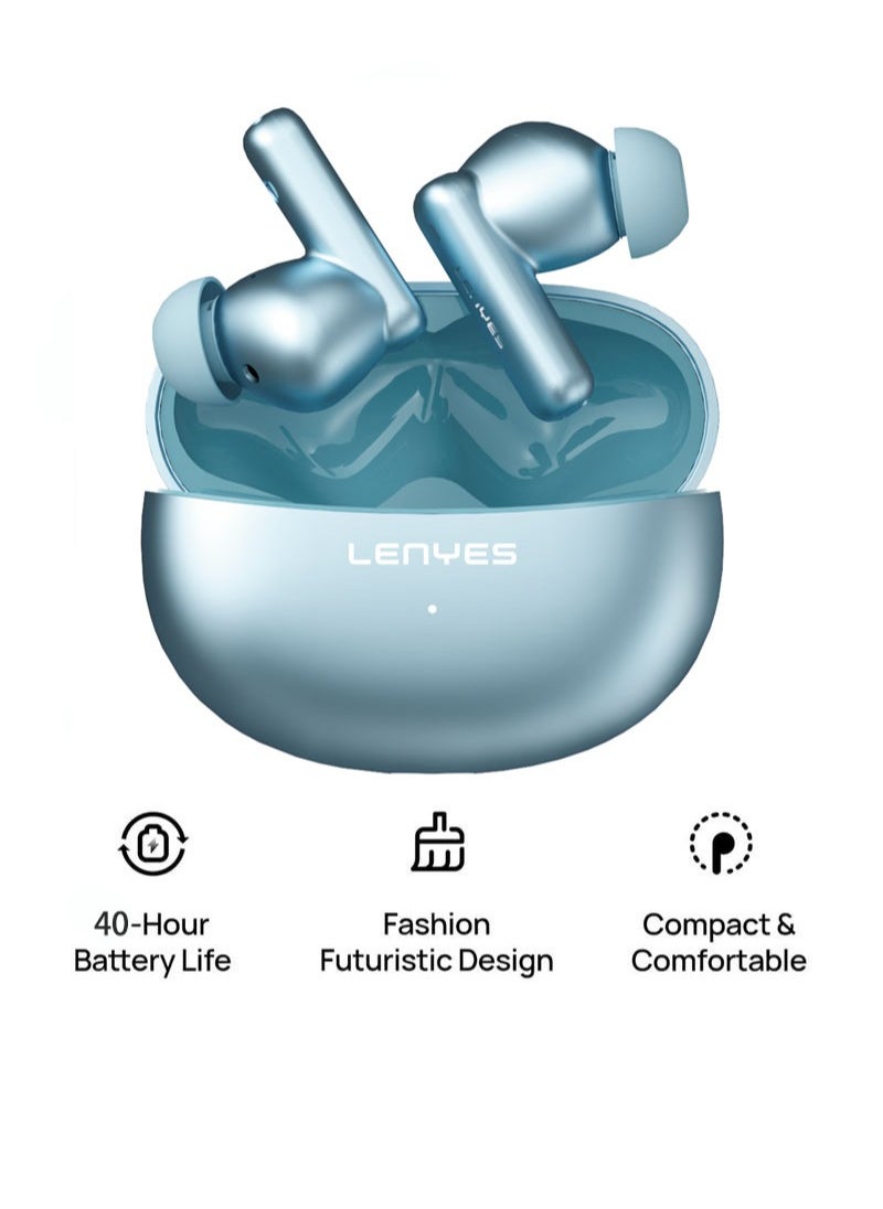 Lenyes AIR 100 Bluetooth Earphones 5.3, 10m Transmission distance，Noise reduction with Big Bass True Wireless Earbuds, IPX5, Sound effects can be adjusted via app