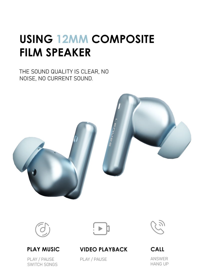 Lenyes AIR 100 Bluetooth Earphones 5.3, 10m Transmission distance，Noise reduction with Big Bass True Wireless Earbuds, IPX5, Sound effects can be adjusted via app