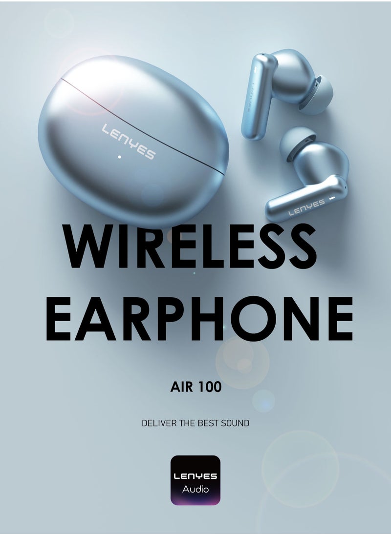 Lenyes AIR 100 Bluetooth Earphones 5.3, 10m Transmission distance，Noise reduction with Big Bass True Wireless Earbuds, IPX5, Sound effects can be adjusted via app
