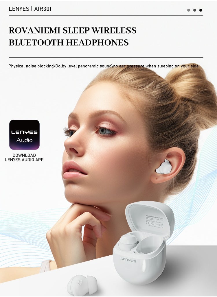 LENYES AIR 301 Wireless Noise Cancelling Earbuds, Lifestyle Bluetooth Earbuds with Active Noise Cancellation, Up to 8.5 Hours of Battery Life Black