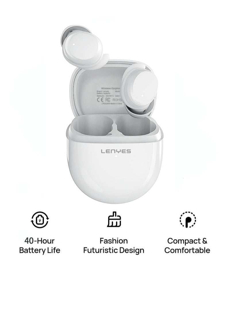 LENYES AIR 301 Wireless Noise Cancelling Earbuds, Lifestyle Bluetooth Earbuds with Active Noise Cancellation, Up to 8.5 Hours of Battery Life Black