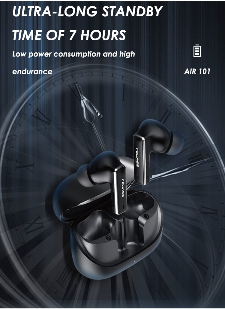 LENYES AIR 101 ENC Earbuds, 98.5 Percent Noise Reduction, Adaptive Cancelling To Ears And Environment, Hi-Res Sound, 50H Battery, Wireless Charging, Bluetooth 5.3 Black