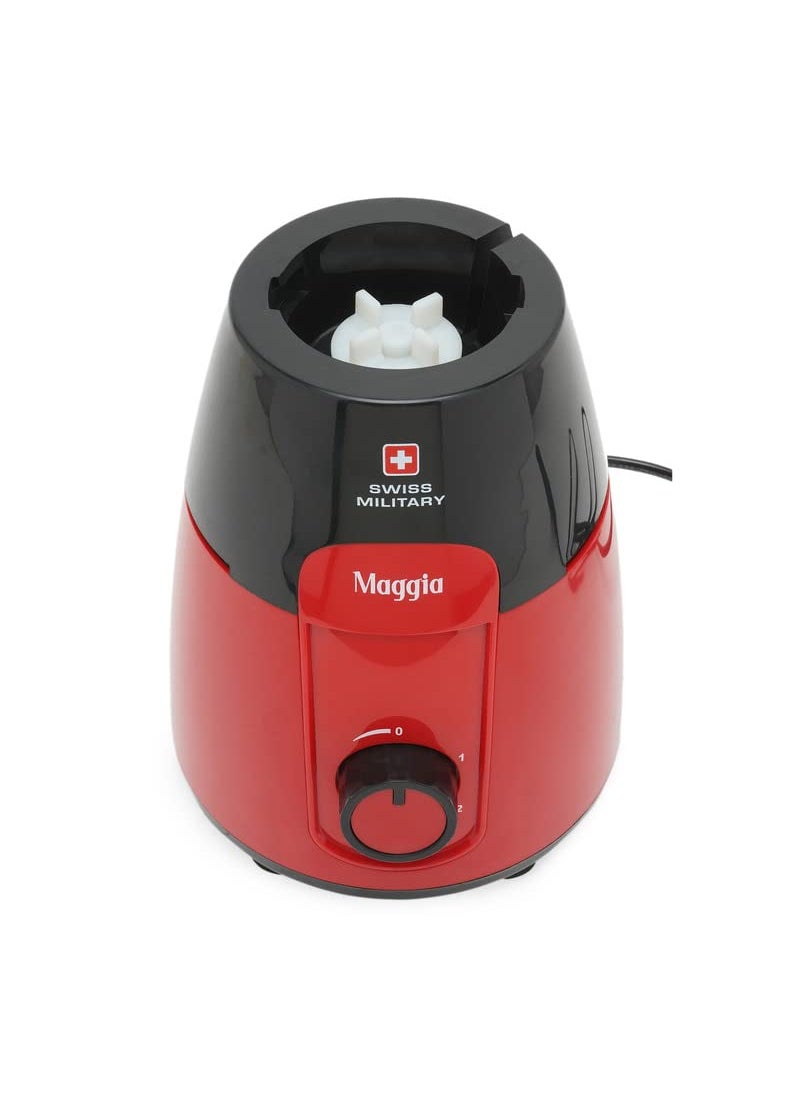 Swiss Military 550W MAGGIA Mixer Grinder with 3 Stainless Steel Leak-proof Jars, 3 Speed & Pulse function, 2 years warranty, SM809MAG, Black and Red Color