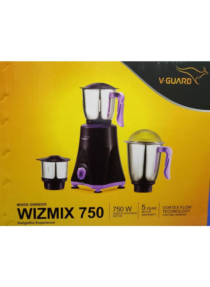V-Guard Wizmix 750 Mixer Grinder | Delightful Experience | 750 W Energy Efficient Motor | Vortex Flow Technology