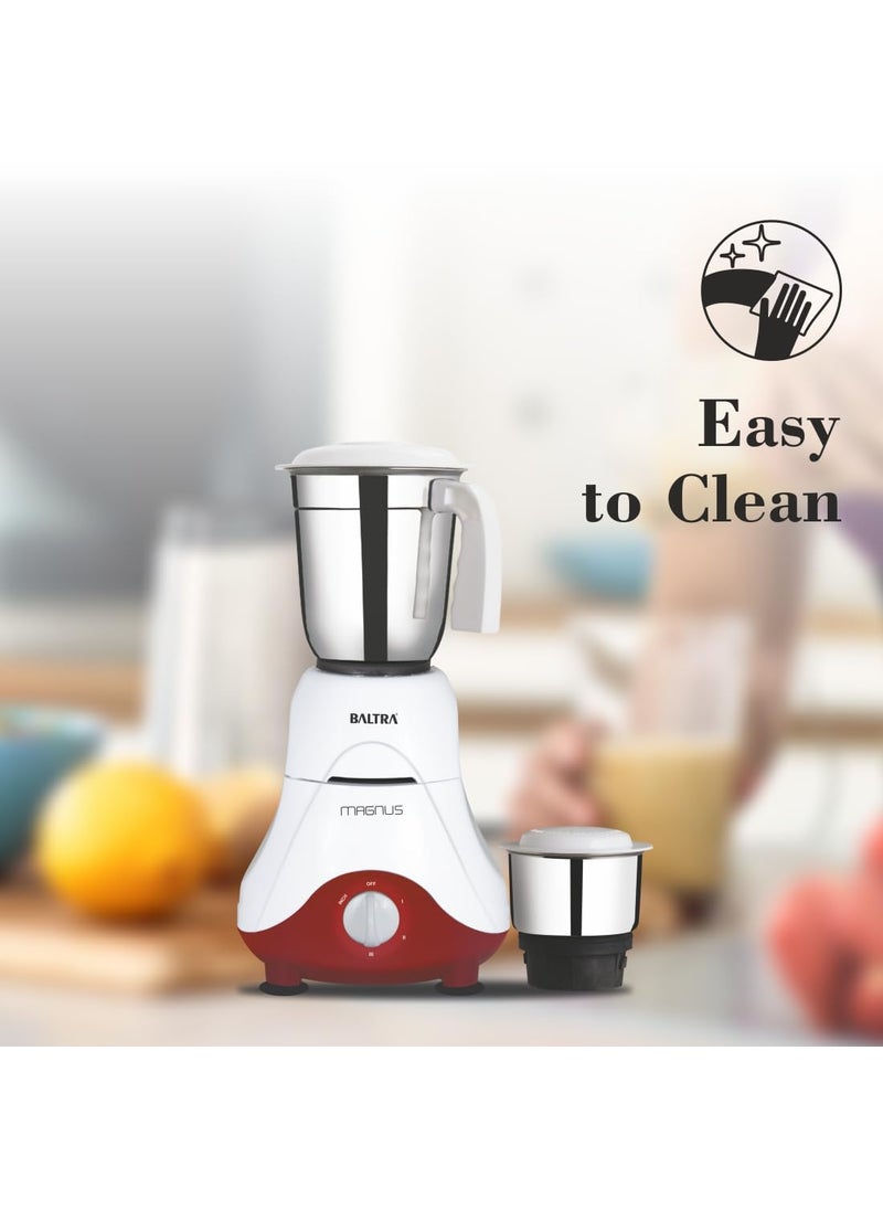 Baltra Magnus BMG-161 Mixer Grinder 550W | 2 Multipurpose Jars, Powerful Grinding, Stainless Steel Material, Adjustable Speed Control, Low Noise, Overload Protection, 2-Year Warranty