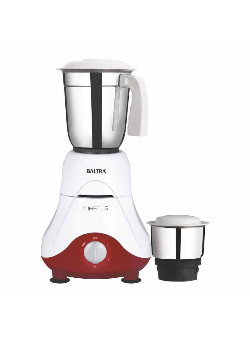 Baltra Magnus BMG-161 Mixer Grinder 550W | 2 Multipurpose Jars, Powerful Grinding, Stainless Steel Material, Adjustable Speed Control, Low Noise, Overload Protection, 2-Year Warranty