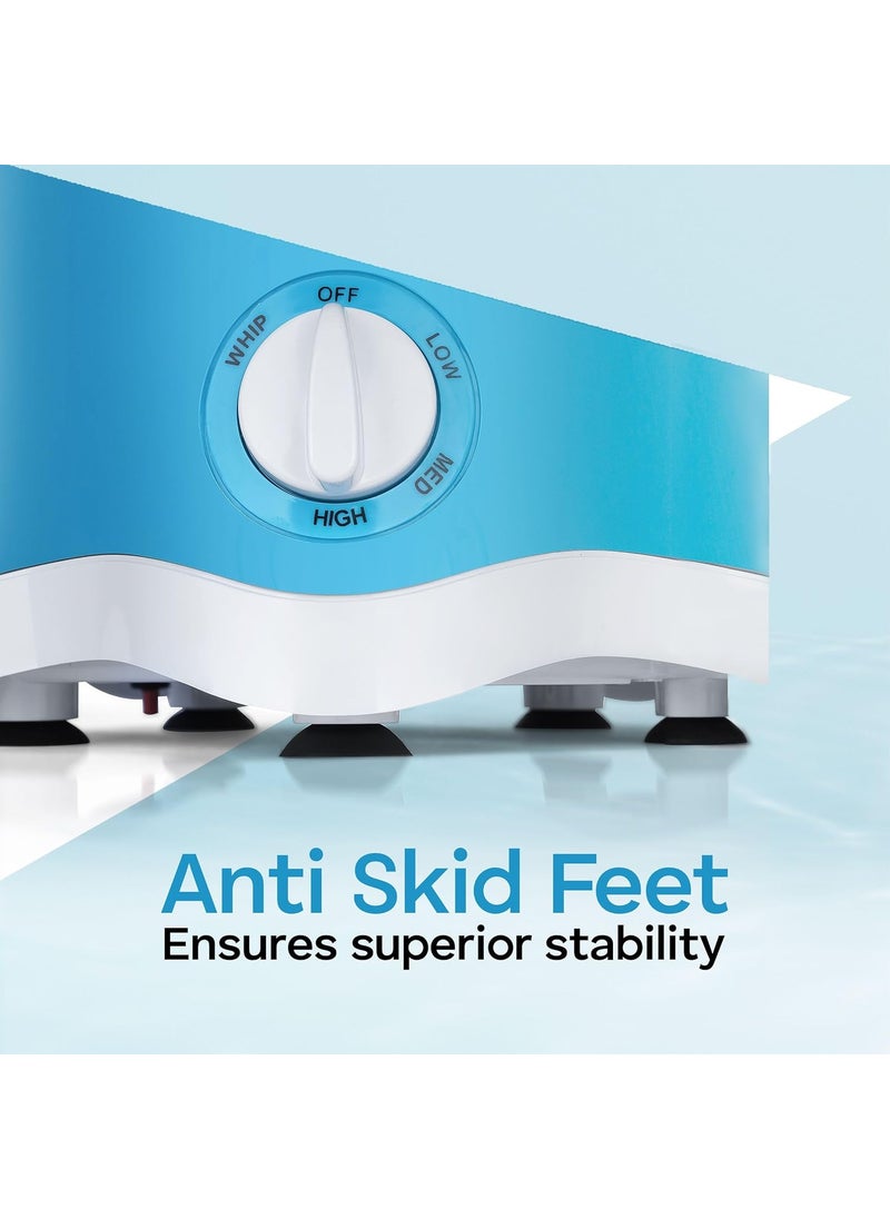Longway Super Dlx 3 Jar 700 Watt Mixer Grinder - White & Blue