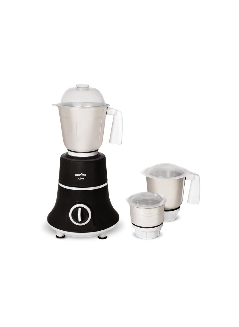 Kenstar KLOVE -750 Watt, 3 Jar Mixer Grinder With Power Plus Turbo Motor (5 Year warranty on Motor), Dark Grey & White