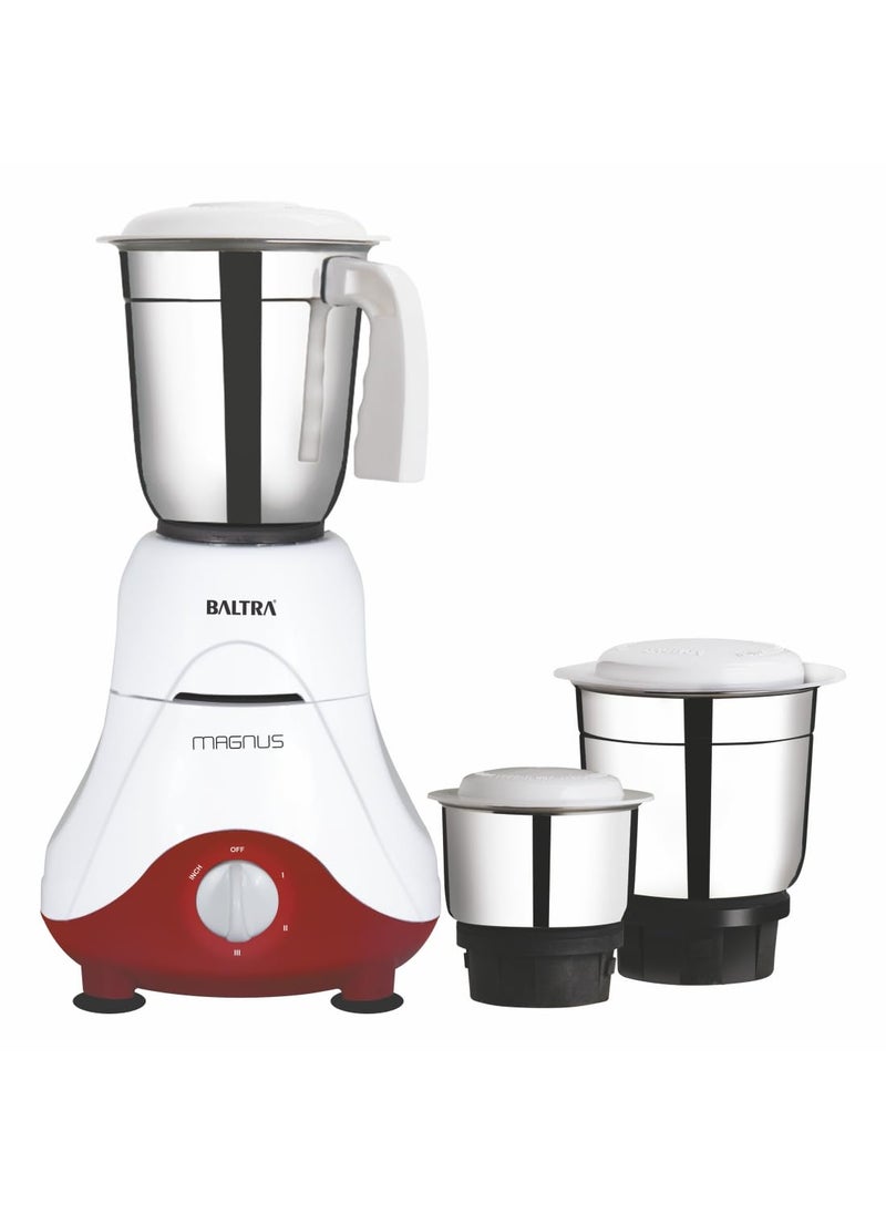 Baltra Magnus BMG-162 Mixer Grinder 550W with 3 Stainless Steel Jars | (Wet & Dry Grinding), Adjustable Speed Control, Low Noise, Overload Protection, Lightweight & Durable, 2-Year Warranty