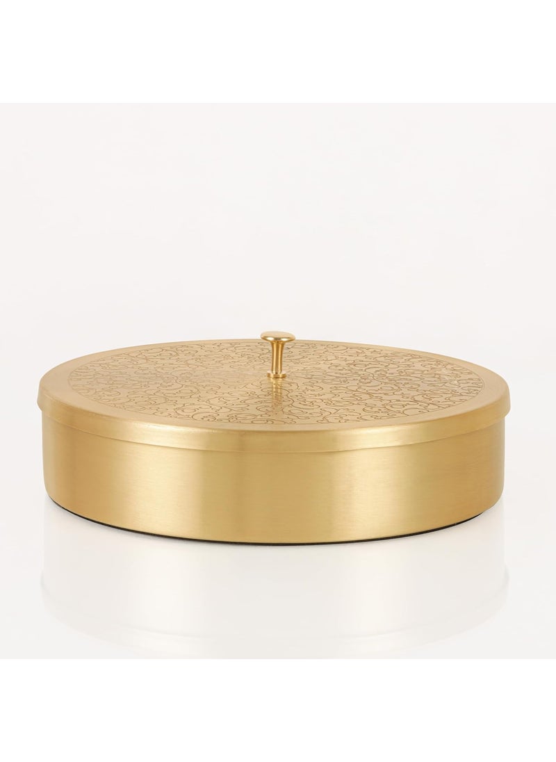 AKSHATA (08 Handcrafted Brass Spice Box Set for Kitchen with Spoon (7 Containers, 40 ML) - Brass Masala Box for Kitchen - Species Container