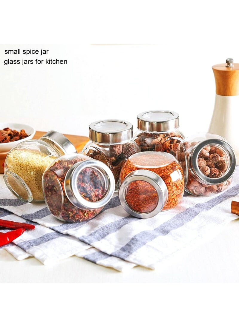 Vency 4 Pcs Spice And Honey Storage Jar Set - Spice Storage Glass Jar With Rust Proof Air Tight Stainless Steel Lid - Glass Jar For Gift (Set Of 4, 200Ml)