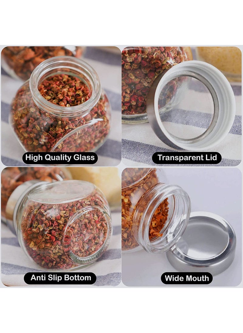Vency 4 Pcs Spice And Honey Storage Jar Set - Spice Storage Glass Jar With Rust Proof Air Tight Stainless Steel Lid - Glass Jar For Gift (Set Of 4, 200Ml)