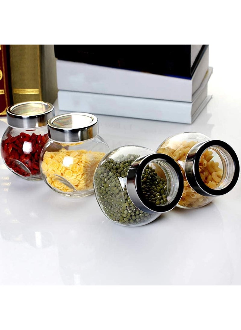 Vency 4 Pcs Spice And Honey Storage Jar Set - Spice Storage Glass Jar With Rust Proof Air Tight Stainless Steel Lid - Glass Jar For Gift (Set Of 4, 200Ml)