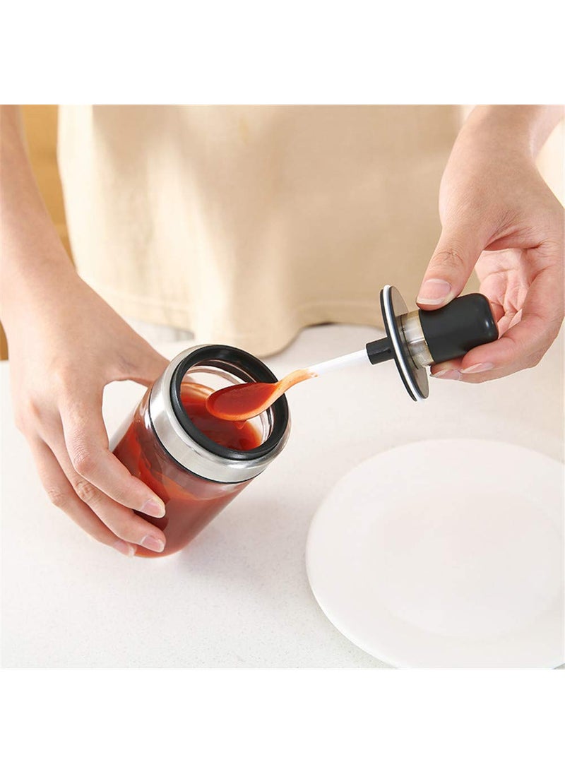 Femora Borosilicate Glass Spice Jars and Brush Jar with Spoon 250 ML - Set of 2