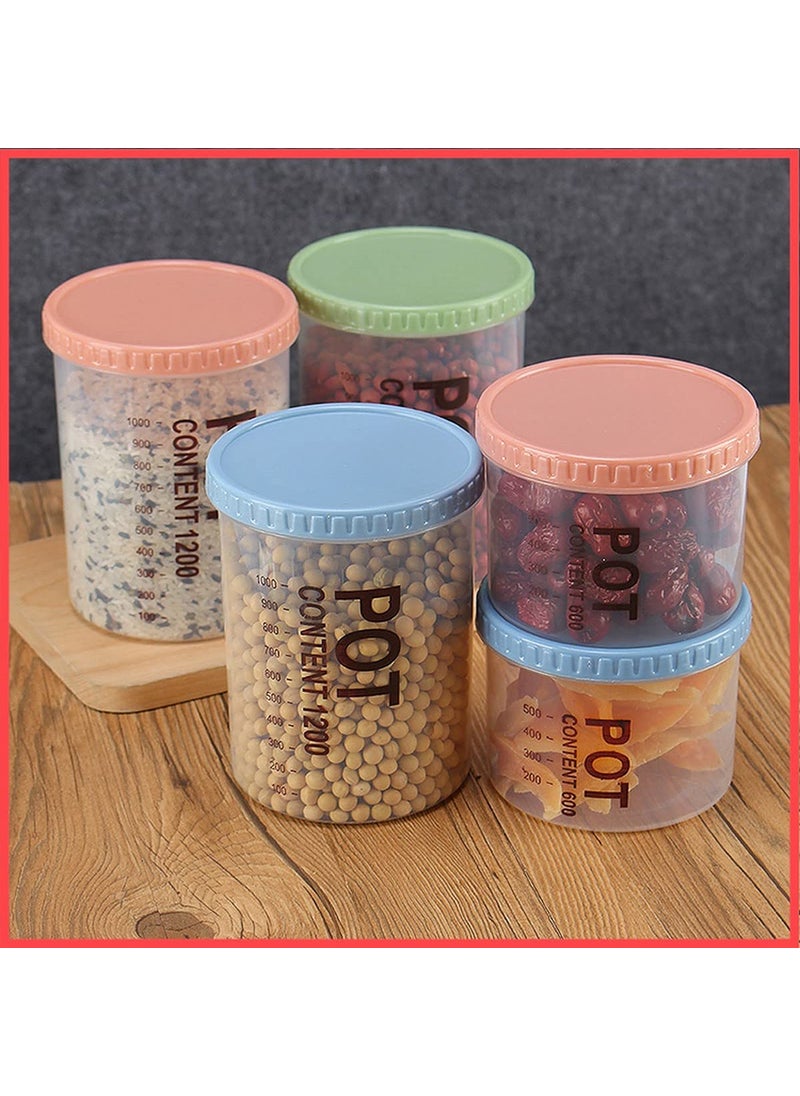 wolpin Spice Box Jars (Set of 5 Pcs) Set Multipurpose Masala Seasoning Box Set See-Through Container (1000 ml capacity)