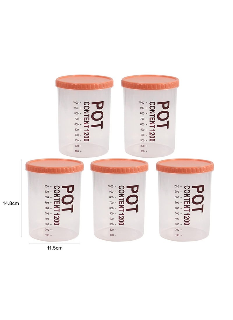 wolpin Spice Box Jars (Set of 5 Pcs) Set Multipurpose Masala Seasoning Box Set See-Through Container (1000 ml capacity)