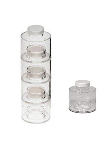 Flipco 6 Bottle Stackable Spice Tower Rack Carousel Seasoning Box Jars with Lids 6 self-Stacking Spice Bottles Create Highly Colorful Decorative Storage Space with Minimum Volume
