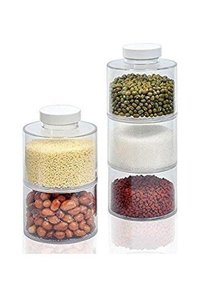 Flipco 6 Bottle Stackable Spice Tower Rack Carousel Seasoning Box Jars with Lids 6 self-Stacking Spice Bottles Create Highly Colorful Decorative Storage Space with Minimum Volume