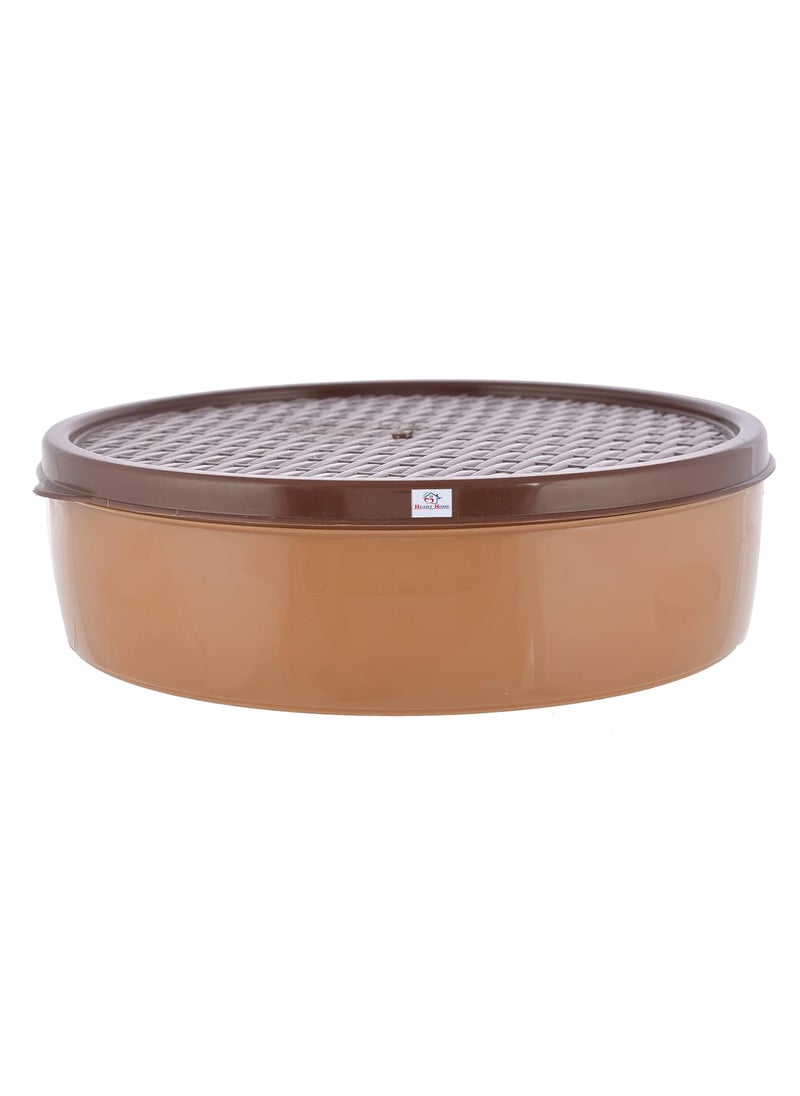 Heart Home Large Food Grade, Microwave Safe Plastic Masala Box, Spice Container with 6 Containers & 1 Spoon- Pack of 2 (Light Brown)-HS43HEARTH25902