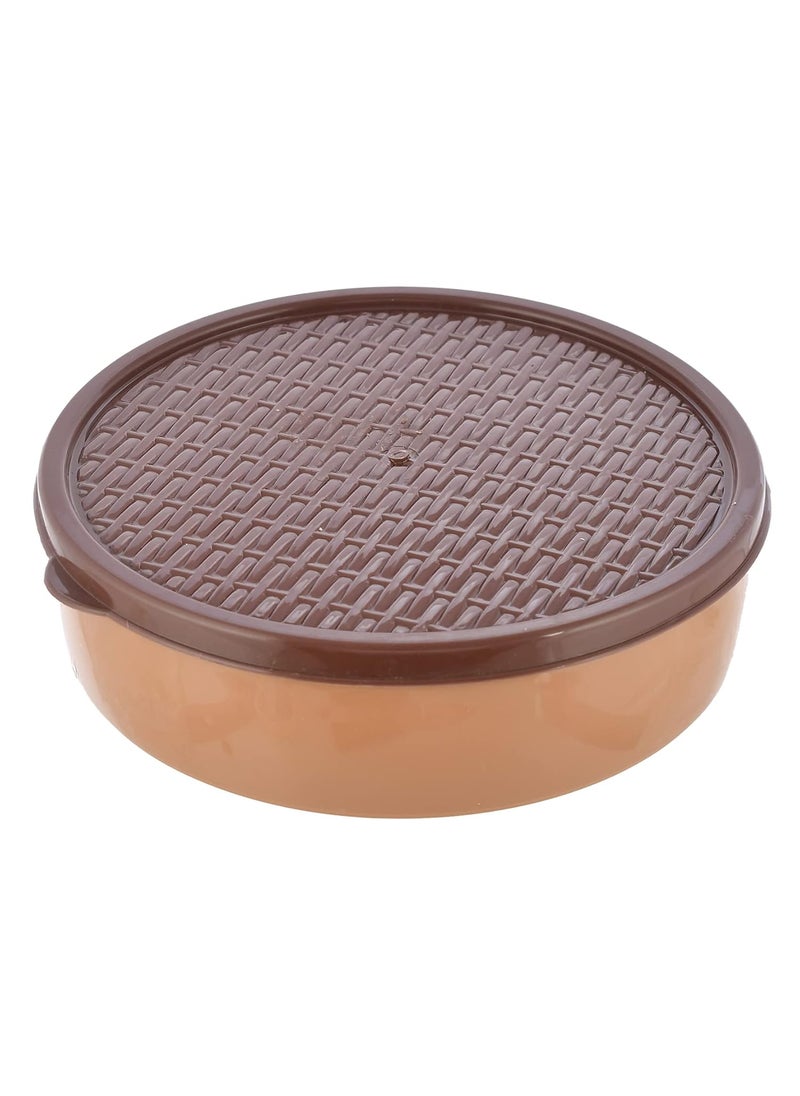 Heart Home Large Food Grade, Microwave Safe Plastic Masala Box, Spice Container with 6 Containers & 1 Spoon- Pack of 2 (Light Brown)-HS43HEARTH25902