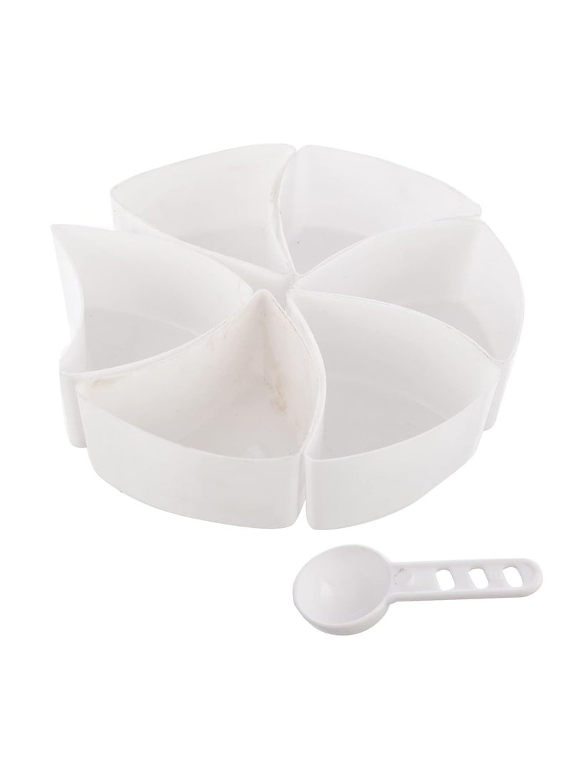 Heart Home Large Food Grade, Microwave Safe Plastic Masala Box, Spice Container with 6 Containers & 1 Spoon- Pack of 2 (Light Brown)-HS43HEARTH25902