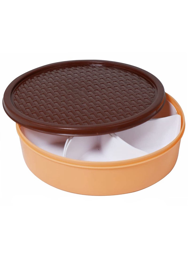 Heart Home Large Plastic Masala Box With 6 Containers & 1 Spoon- Pack of 2 (Cream)-HS43HEARTH25895